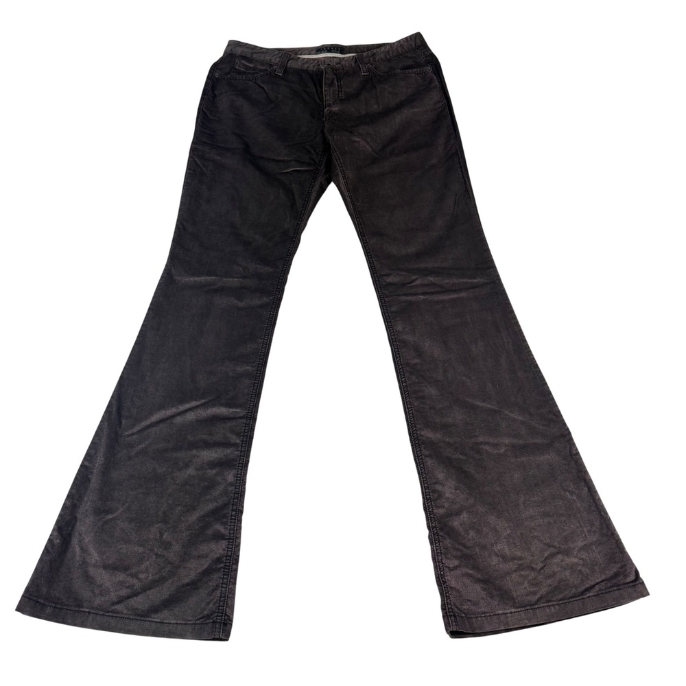 Theory Sineli Sequoia Flare Pants Womens 10 Brown Metallic Cotton Stretch Y2K